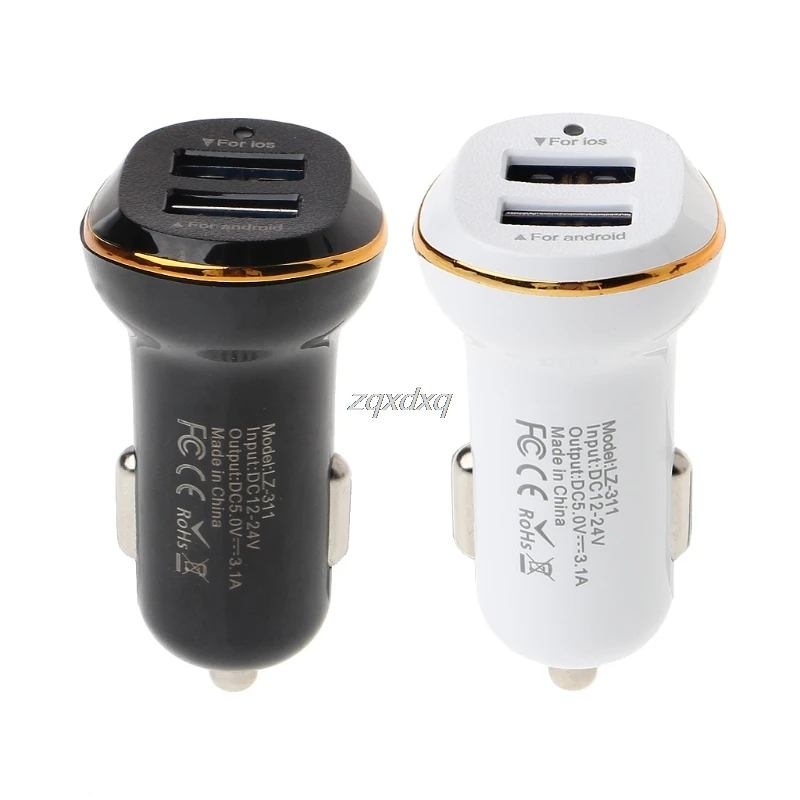 Universal Dual USB Car Charger For iPhone 7 6 Samsung Xiaomi LED Light Car-charger 3.1A Fast Mobile Phone Charger Adapter