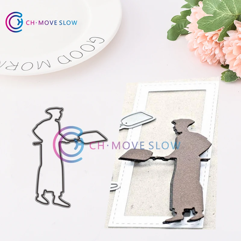 

CH 2019 New Arrival Man Holding a Shovel Stencil Metal Cutting Die For Scrapbooking Practice Hands-on DIY Album Card Craft Decor