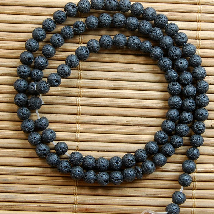 

10Strands/Pack 4mm Natural Black Volcanic Lava Gems Stones Round Beads 15'' Strand for Jewelry Making Crafts