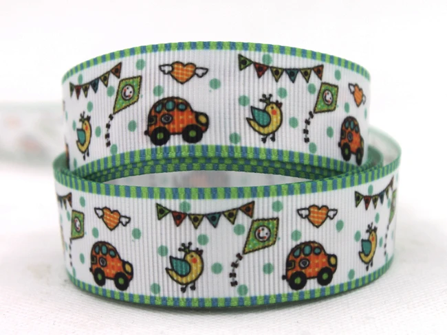 Новое прибытие 7/"(22 мм) птица и автомобиль картинка Grosgrain ленты с узором DIY аксессуары 50 ярдов/рулон