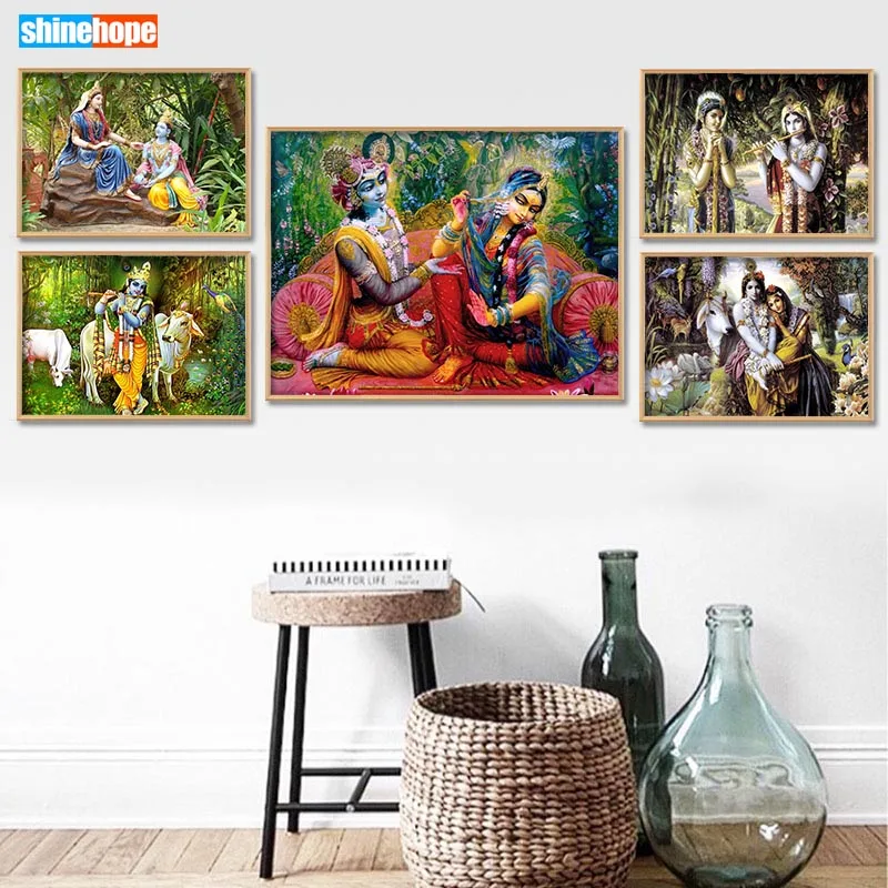 

Radha Krishna Poster Custom Canvas Poster Art Home Decoration Cloth Fabric Wall Poster Print Silk Fabric 30X45cm40X60cm