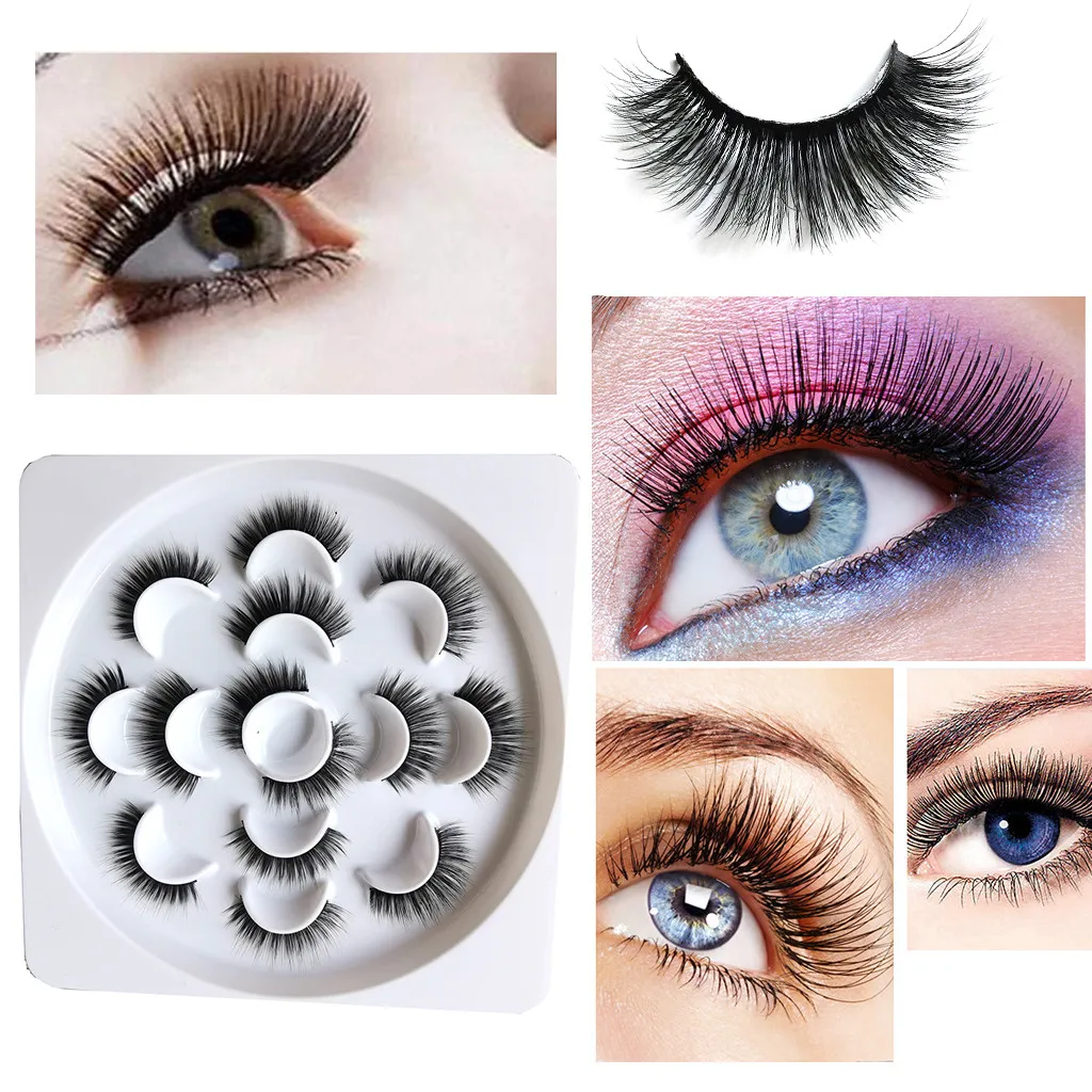 

Individual Lashes Long Fluffy Natural Style False Eyelashes 7 Pairs 3D Man-made Makeup Eye Lashes Grafting For Beauty +