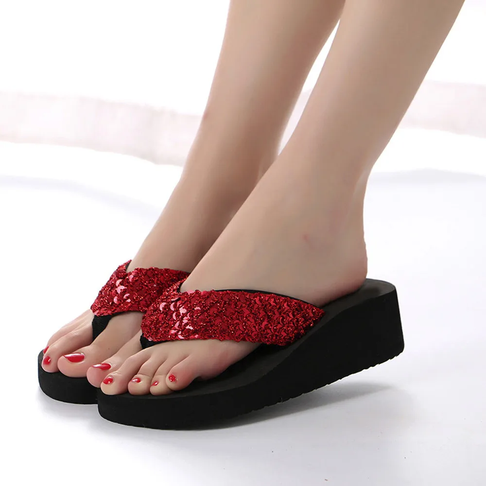 

Women's Summer Mixed Colors Sequins Anti-Slip Sandals Slipper Indoor & Outdoor Flip-flops EVA Upper And Insole Material May 7