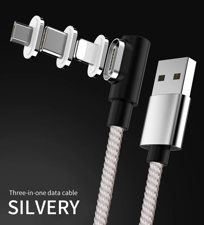 Магнитный кабель 90 градусов usb c Micro usb type C кабель для быстрой зарядки l-линия Micro usb type-C магнитное зарядное устройство для iphone X xiaomi