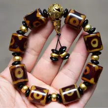 Старый тибетский натуральный агат "3 глаза" узор большие бусины дзи