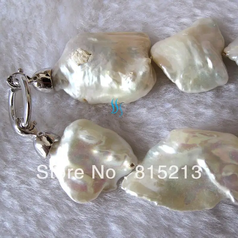 

FREE SHIPPING>>>@@ > N756 17.5" White Keshi Freshwater Pearl Necklace