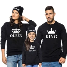 LILIGIRL King Queen Crown Print Family Matching Outfit Leisure Sweatshirt T-shirt Father Mommy And Me Clothes
