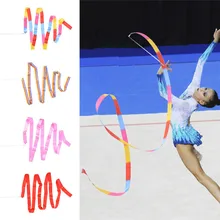 3.75M Colored Rhythmic Gymnastics Ribbon Gym Rod Art Ballet Dance Ribbons Twirling Sticks