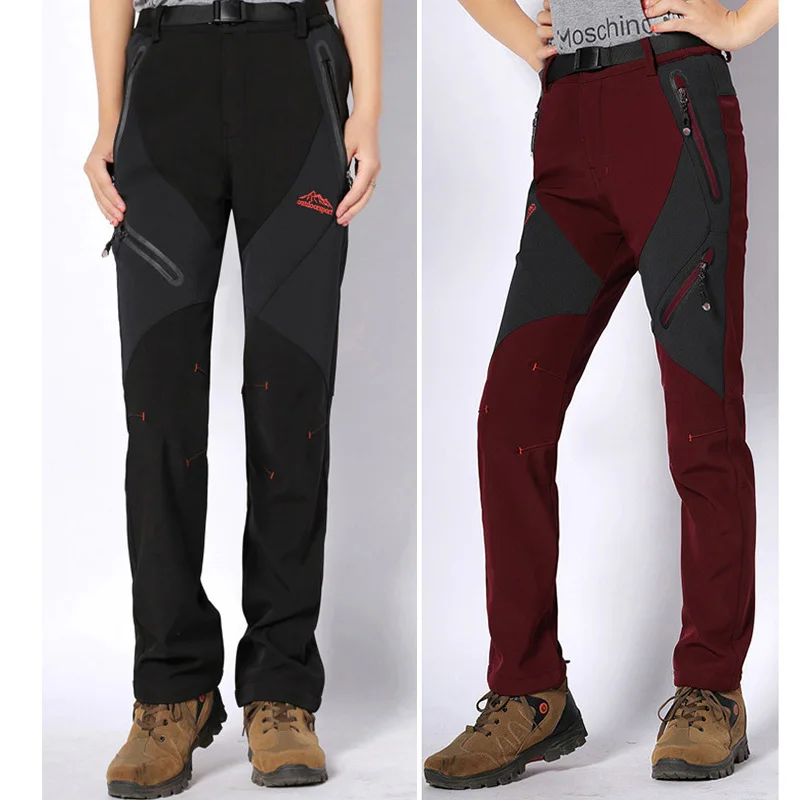 CCIVICFREE las mujeres invierno impermeable Camping Trekking pantalones de lana pantalones de senderismo al aire libre pantalones de escalada esquí Softshell pantalones de viaje
