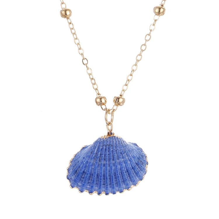 Золотое колье Seashell женское ожерелье Бохо раковины аксессуары для девушки ожерелье s подарок натуральный корпус ювелирные изделия 1 шт Прямая поставка - Окраска металла: blue
