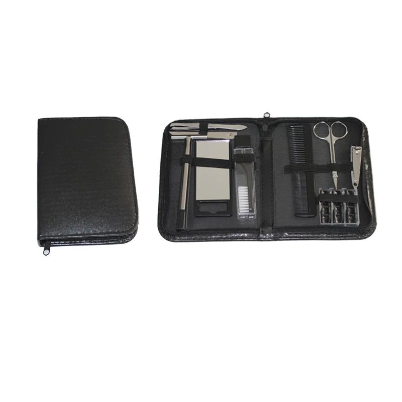 

9Pcs/set Men Boy Gift Travel Professional Manicure Pedicure Set Grooming Kit Include Nail Clipper File Mirror Razor Scissor Comb