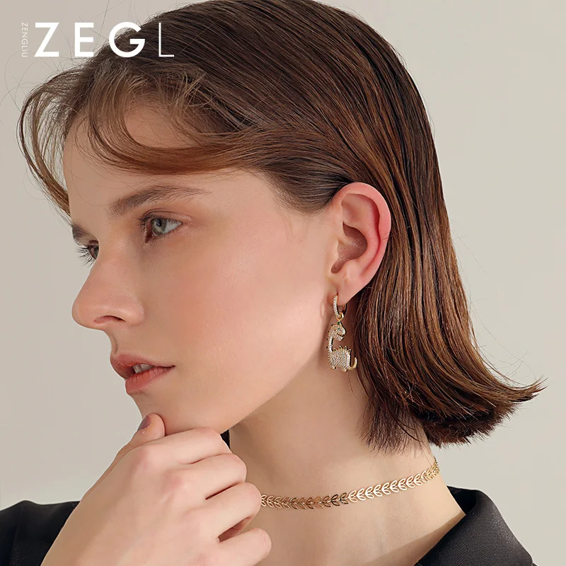 

ZEGL designer tide dinosaur earrings for women fashion earrings 2019 personality temperament ear jewelry