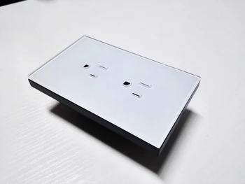 

AU Touch Wall 2 Sockets 15A Wireless Power Socket with touch ON/OFF Button Socket Glass Panel