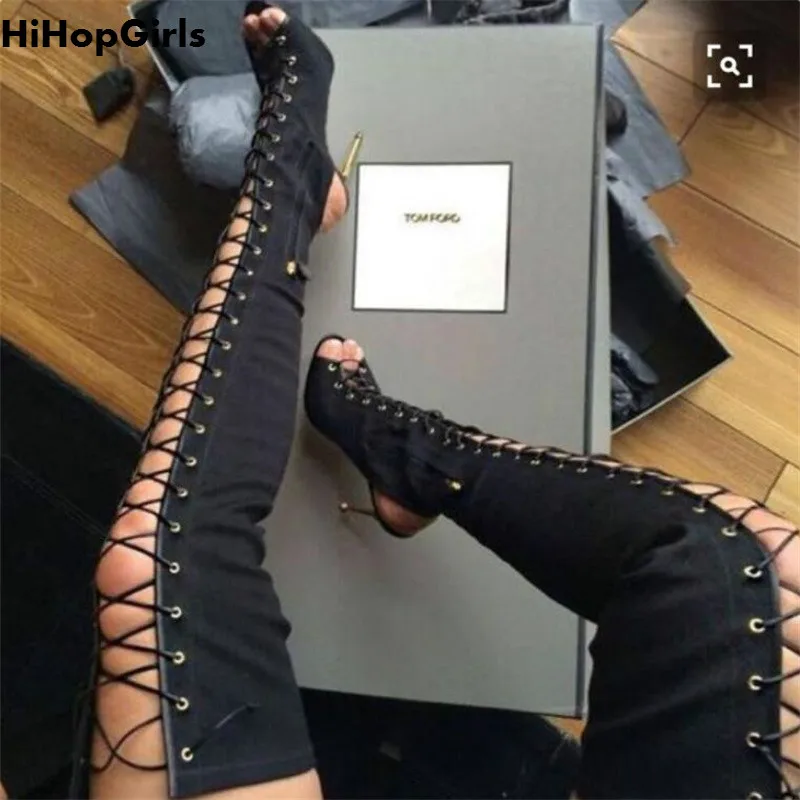 

HiHopGirls 2018 New women Leak to follow Thin High heels Pumps Western Peep Toe Cross toed boots Autumn High heels Shoes Woman