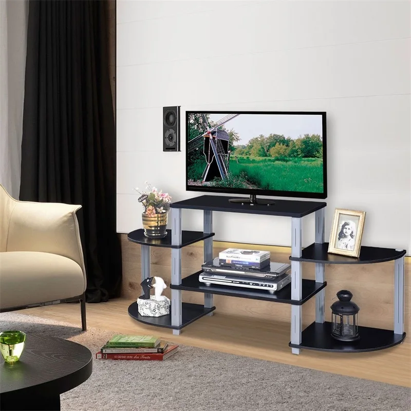 3-مكعب تلفاز بشاشة مسطحة حامل رفوف التخزين MDF الأسود البني التلفزيون الرف أنيق وذكية تصميم متعددة الرفوف لتخزين إضافية