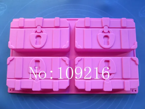 

Wholsales!! 1pcs 4-Holes Treasure Box Green Good Quality 100% Food Grade Silicone Cake Bakeware DIY Mold
