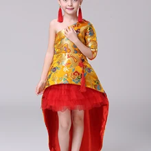 Детская Костюмы для фламенко платье для девочек платье принцессы Дети со шлейфом Юбки для женщин китайское традиционное платье Cheongsam Студент Дети Одежда для танцев