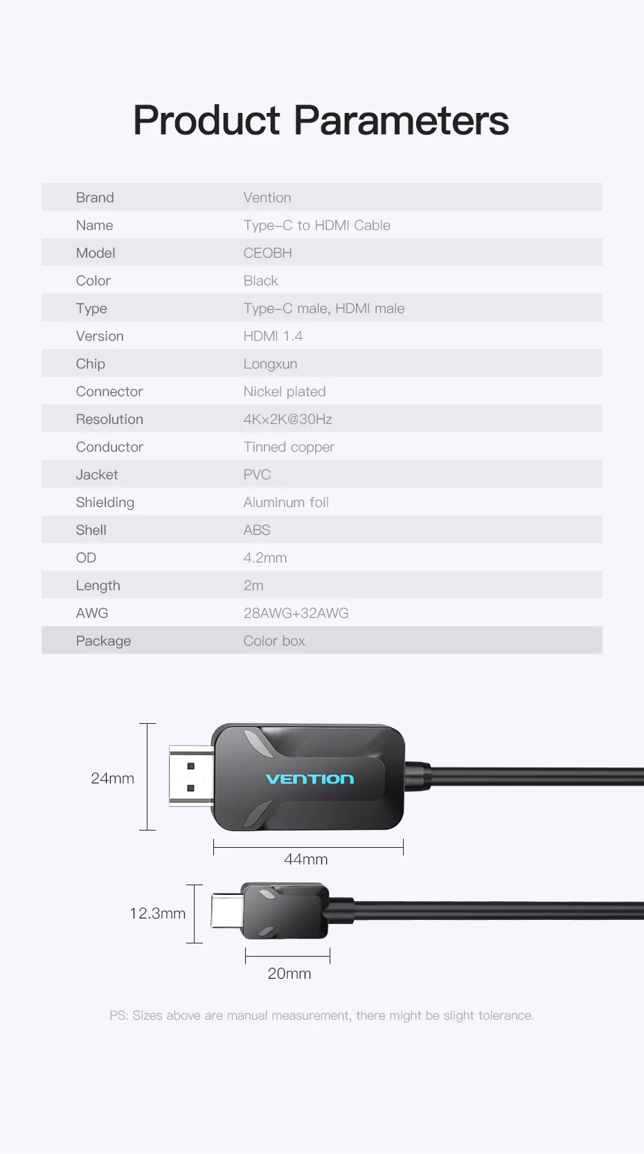 Vention USB C к Hdmi кабель Поддержка 4K* 2K для Macbook Google Pixel samsung S8 type-c к HDMI 1,8 M USB 3,1 type c к Hdmi адаптер