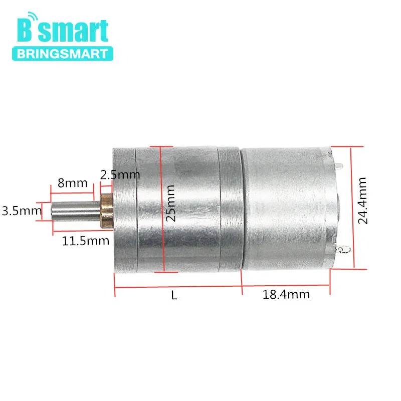 Bringsmart JGA25-310 Шестерни мотор 6-12V высокий крутящий момент DC снижение обратимый электродвигатель 12 вольт Шестерни двигатель Moter двигателя