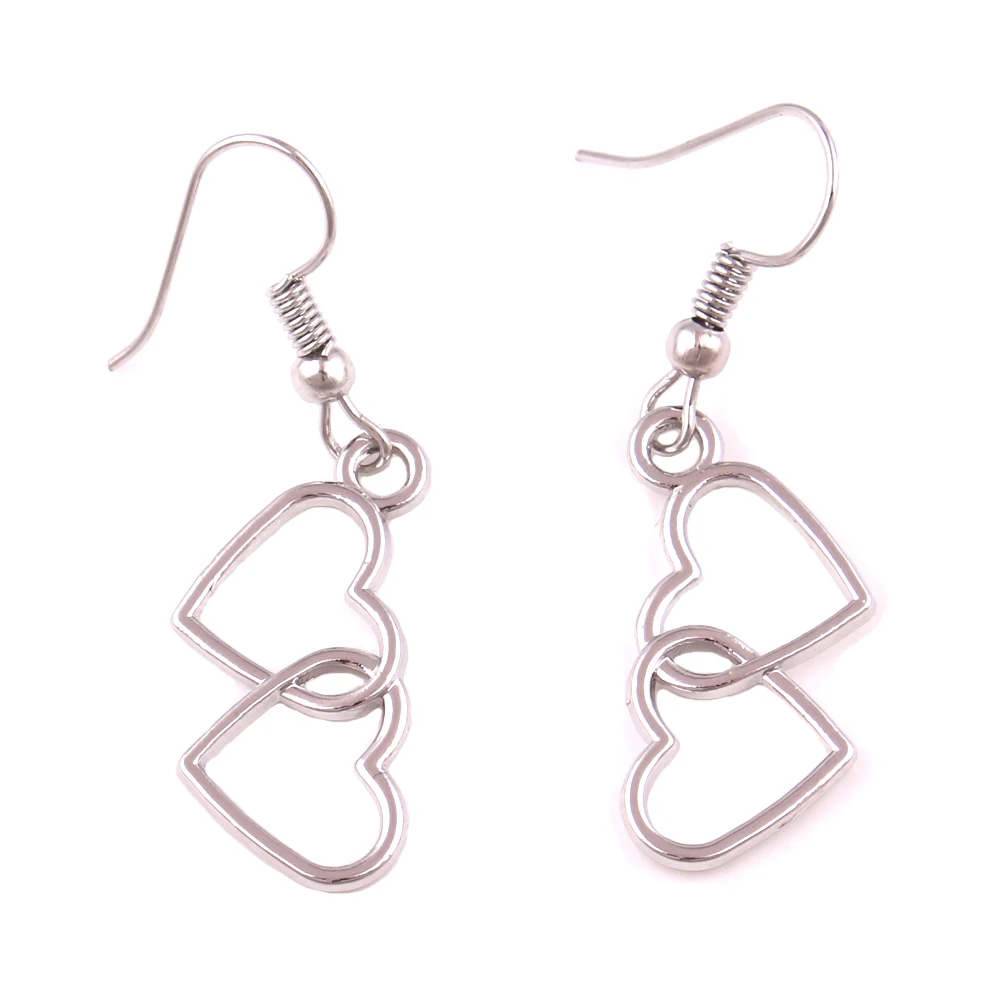 Double Heart Pendant Earrings For Female Romantic Feeling Jewelry Good