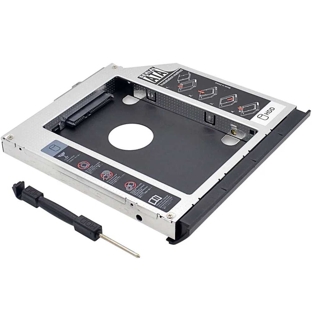 CHIPAL Aluminum 2nd HDD Caddy 12.7mm SATA 3.0 LED Indicator for HP