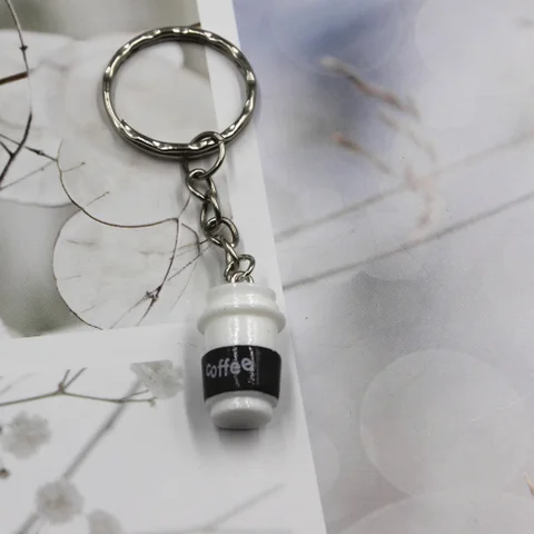 Sell  Coffee cup Keychain Male Car Keyring Metal Auto Key Holder Gift For Men