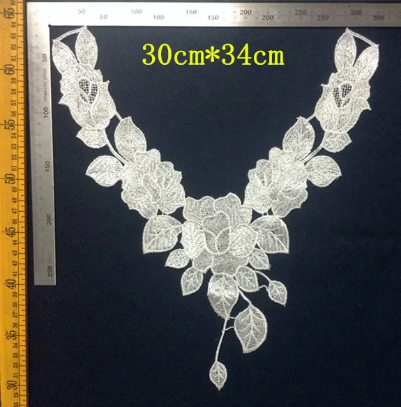 Вышивка из полиэстера 30 см * 34 см|collar applique|flower motifapplique collar |