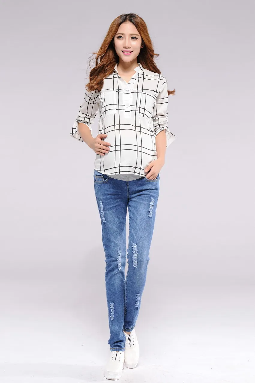 Весенне-осенняя одежда джинсы джинсовые штаны с эластичной резинкой на Штаны Брюки для беременных джинсы 16014