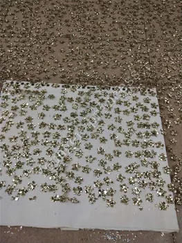 

Gold color star design shinning YG-166 new glued glitter 5yd/lot glued glitter tulle lace fabric for evening dress