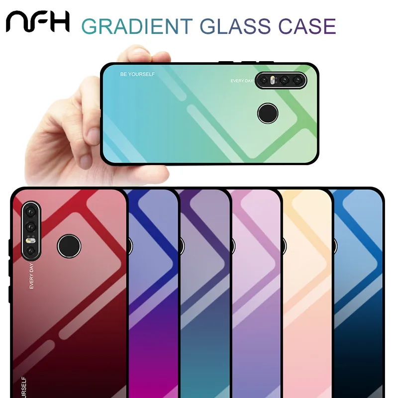 Градиентный чехол из закаленного стекла для Huawei P Smart 2019 P30 P20 Pro Mate 20 On Honor 9 10 lite 8X 8A