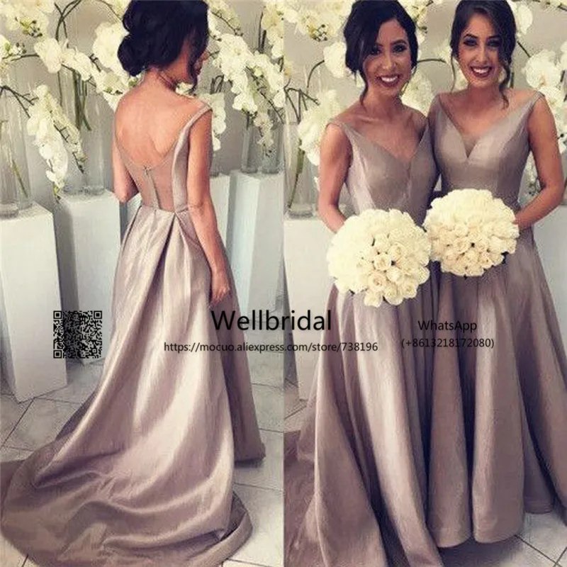 Simple Bridesmaid Dress - Silver V
