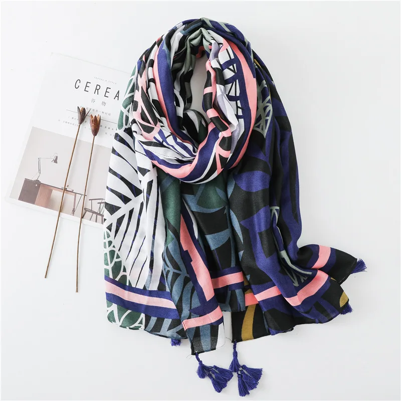 new-spring-ins-pink-leaves-painted-cotton-scarf-sunscreen-shawl-holiday-travel-scarves