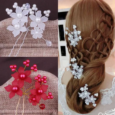 

Festival Wedding Hair Accessories Bridal Hair Stick Floral Hairpin Beautiful Headdress Plait Hair Clip Vine Accessories Jewelry