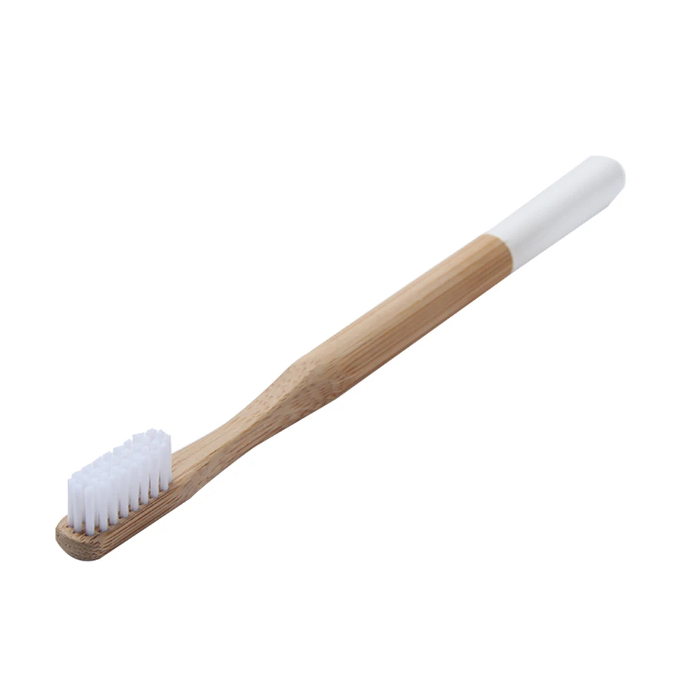 Хит, 1 шт., зубная щетка с натуральной бамбуковой ручкой, отбеливающая Мягкая щетина, низкоуглеродистая портативная бамбуковая зубная щетка, экологичный уход за полостью рта - Цвет: Белый