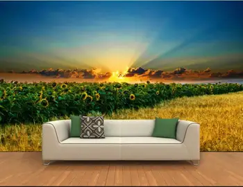 

3d wallpaper custom mural non-woven Wall stickers 3 d, illuminate the sunflower garden and wheat 3d wall murals wall paper