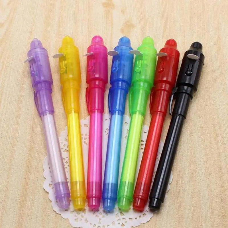 

Plastic Big Head Uv Invisible Light Pen Magic Led Light Pen Invisible Ink Light Counterfeit Pen Funny Marker Pen For Kids