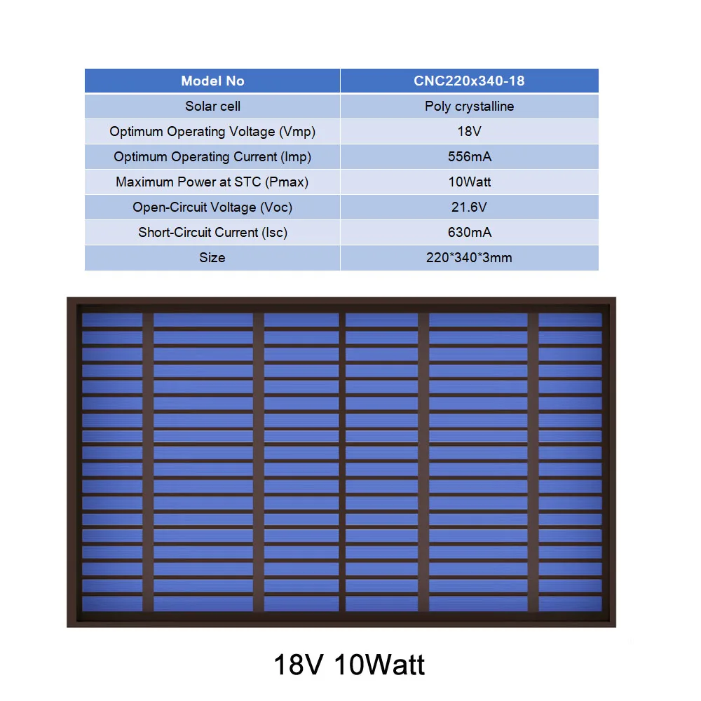 6/9/18V 10 Вт 10 Вт Панели солнечные Стандартный для домашних животных из поликристаллического кремния зарядки 10 Вт Батарея зарядный Модуль Мини Солнечная батарея - Цвет: 18V 10W