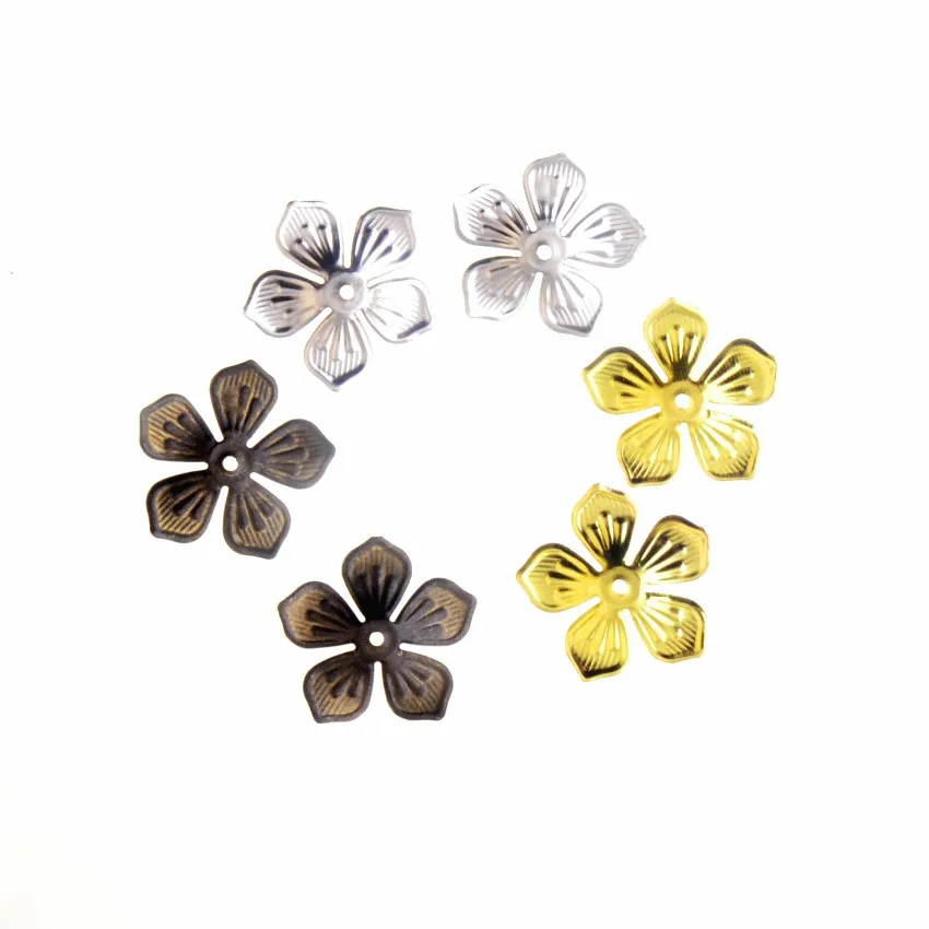 

20 шт., бронзовые/Золотые/серебряные филигранные оболочки, соединители для цветов, Металлические ремесла, подарочные украшения, фурнитура для творчества 22x22 мм