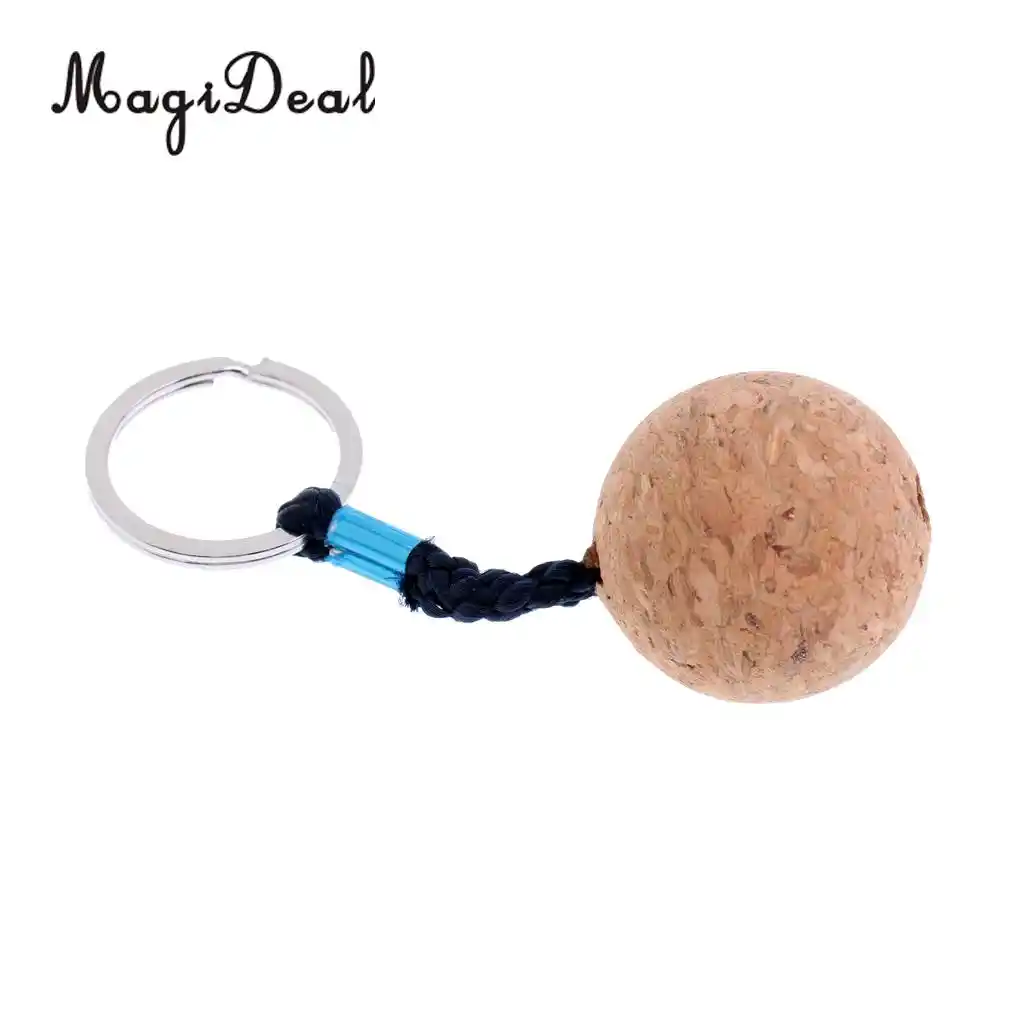 5cm Floating Cork Keyring Wooden Water Ball Buoyant Key Ring Marine Boat