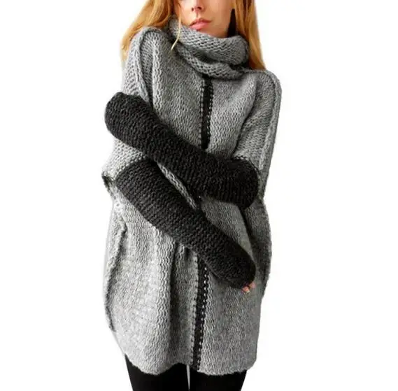 2018 Autumn and Winter large size sweater loose solid color OL commuter turtleneck | Женская одежда