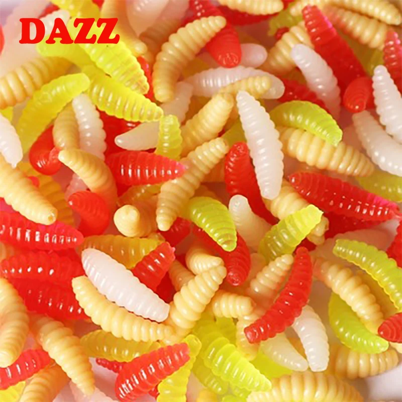 50 шт. 2 см/0 4 г Мягкая рыболовная приманка Mealworms черви Светящиеся Силиконовые