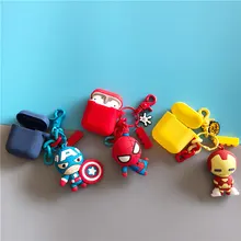 Силиконовый чехол для ключей с изображением Железного человека, Капитана Америки, куклы Marvel для Apple Airpods, Мягкий противоударный чехол для New air pod 2 acessorios