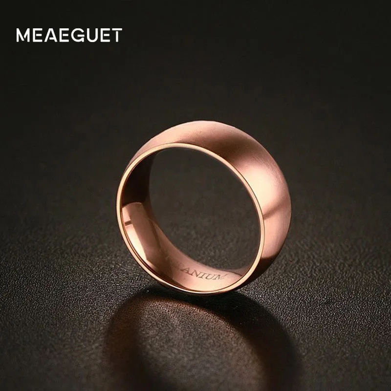Meaeguet Titanium Rings For Men Rose Gold Color Luxury 8mm Titanium Band Brushed Wedding Ring Band Male Jewelry