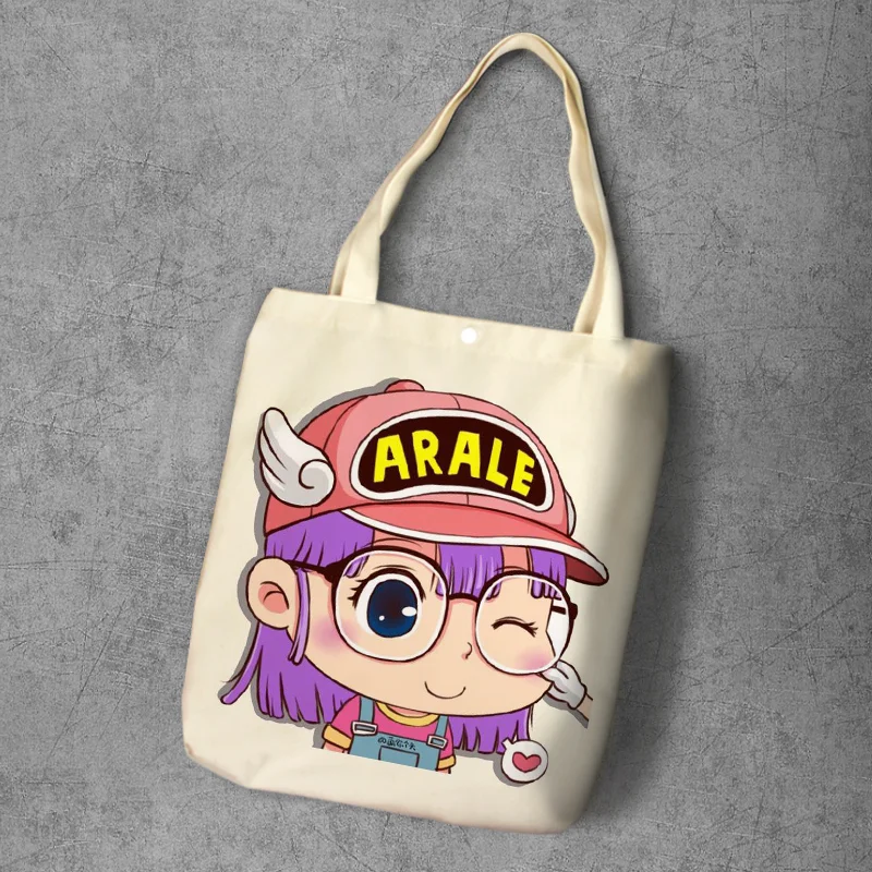 Arale девушка мультфильм студент печатных холст шоппинг рюкзак большой емкости аниме Tote Модные женские повседневные сумки на плечо - Цвет: Image Color
