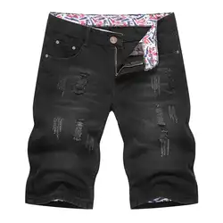 Yfashion/летние мужские джинсы прямые шорты для мальчиков джинсовые штаны мужские рваные джинсовые шорты черные джинсы Homme уличная одежда