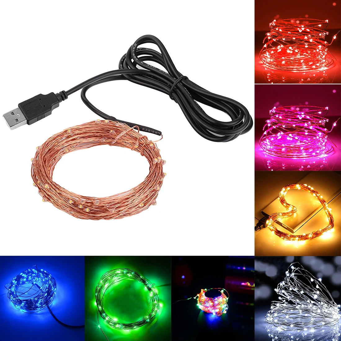 5/10M USB LED String Light Waterproof LED Copper Wire String Holiday