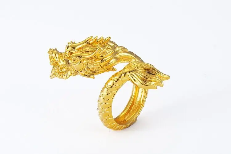 MxGxFam кольца с драконом для мужчин с регулируемым открыванием 24 К чистого золота Цвет Китай талисман Национальный стиль ювелирные изделия