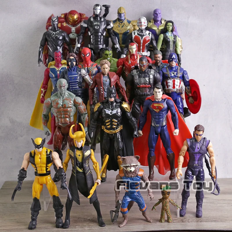Marvel DC Comics Super Heroes Thanos Iron Man Captain America Black Panther Superman Wolverine PVC