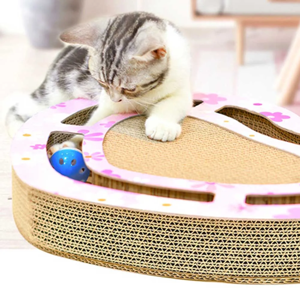 Утолщенные товары для домашних животных кошек игрушки кошка сердце форма с колокольчиками шары гофрированная бумага захват шлифовальные моляры интерактивные игрушки для кошек
