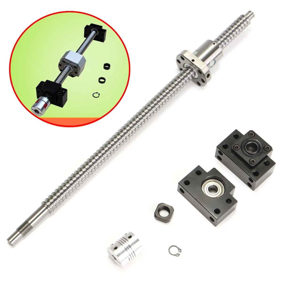 

WOLIKE 400mm SFU1605 Ball Screw with BK12 BF12 Supports and 6.35x10mm Coupler for CNC Linear Guides